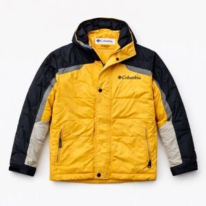 Columbia Omni-Heat Insulated Winter Jacket | Yellow Colorblock | Youth Sz 8